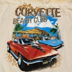 Corvette C2 Beach Club Tee T-shirt Men's Size 2XL Oatmeal Short Sleeve Crew Neck